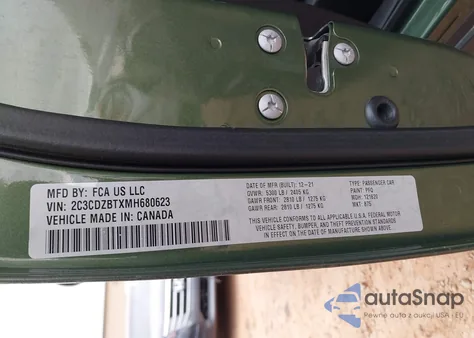 2021 Dodge Challenger R/T z USA, uszkodzony, nr VIN 2C3CDZBTXMH680623